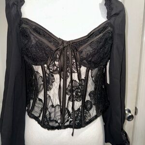 Elegant For love & lemons Black Sade corset Top NWT